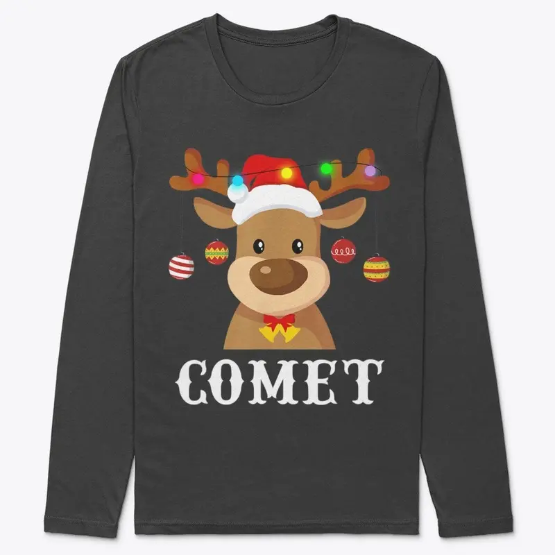 Santa Reindeer Comet Xmas T-Shirt