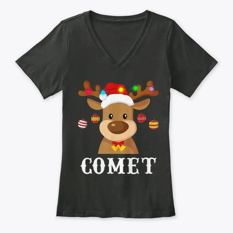 Santa Reindeer Comet Xmas T-Shirt