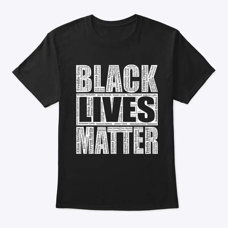 Black Lives Matter With Names Of Victims