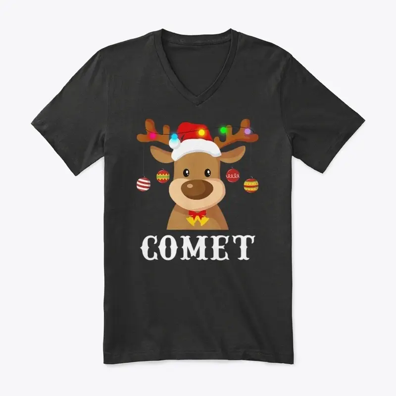 Santa Reindeer Comet Xmas T-Shirt