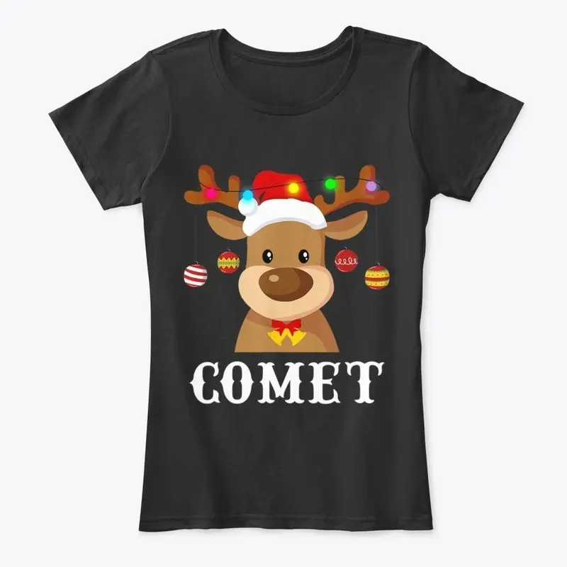 Santa Reindeer Comet Xmas T-Shirt