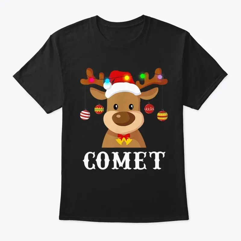 Santa Reindeer Comet Xmas T-Shirt